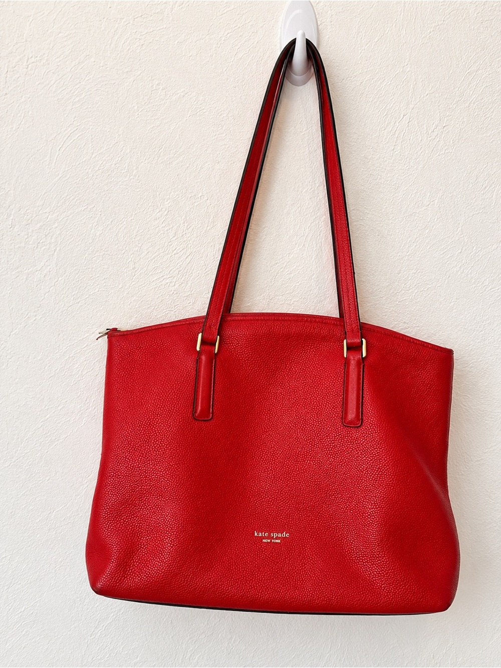 kate spade Red Pebbled Leather Shoulder Tote